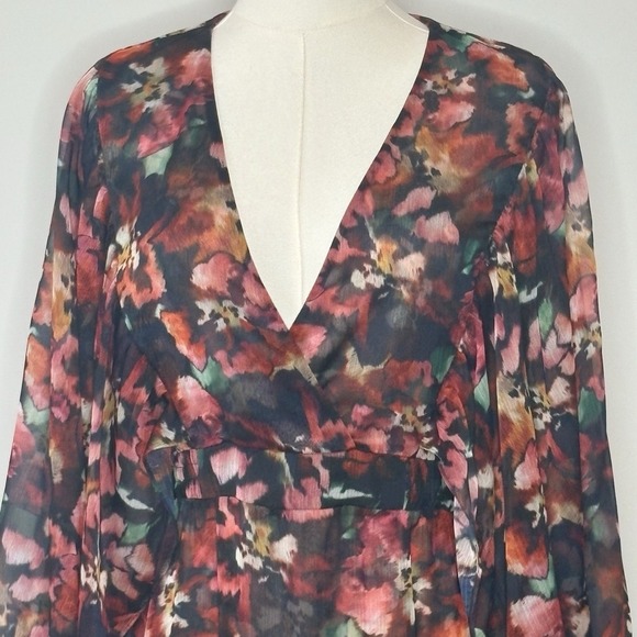 MISA Los Angeles Jolene Floral Ruffle Tiered Chiffon Mini Dress Womens Small - Picture 2 of 10